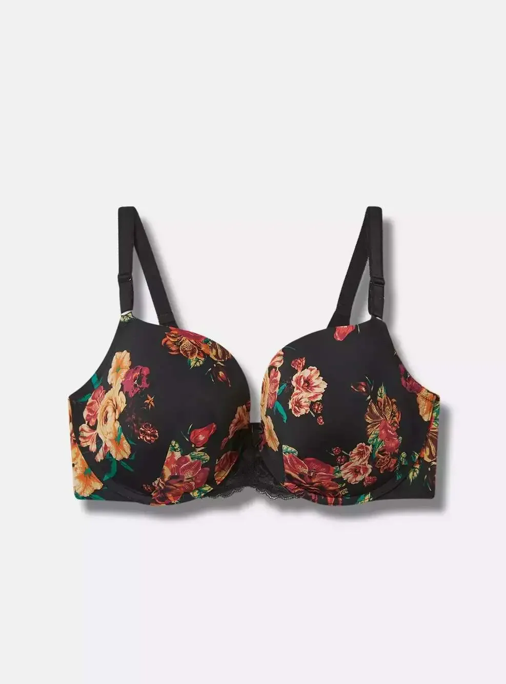 Torrid Curve Black Floral Perfect Coverage Push-Up Bra 44D